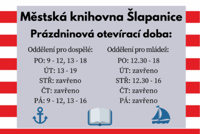 Prázdninová otevírací doba knihovny